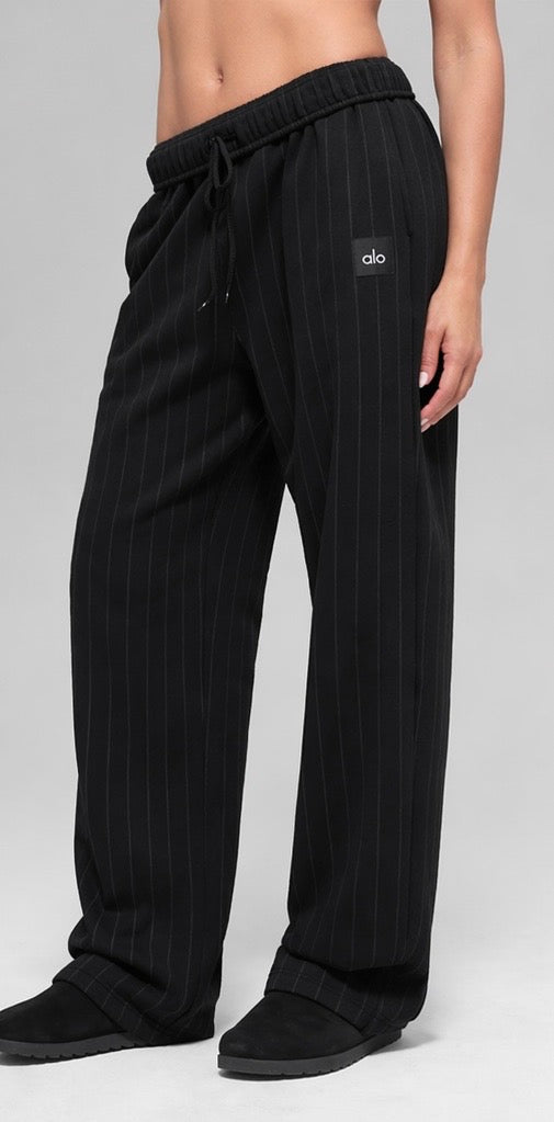 Pantalon Large Yoga Pinstripe - Noir