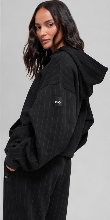 Hoodie Oversize Yoga Pinstripe - Noir