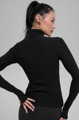 Veste Half-Zip Mock Neck Yoga - Noir