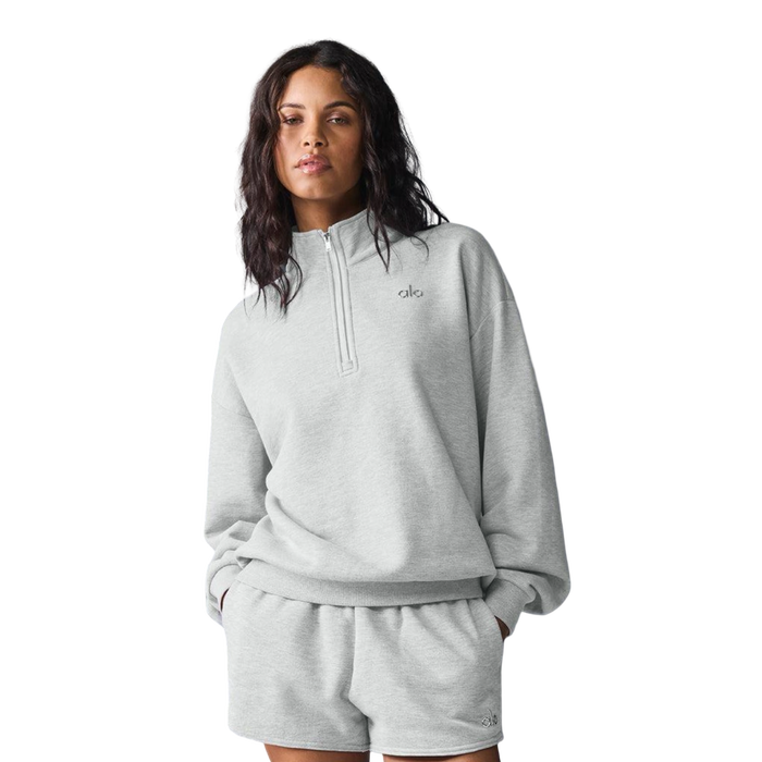 Sweat à col zippé gris