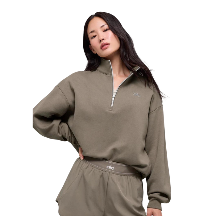 Sweat à col zippé marron