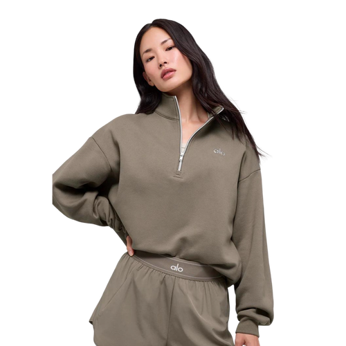 Sweat à col zippé marron